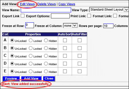 SecureSheet view settings for managing spreadsheet permissions