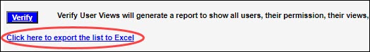 SecureSheet verify user views export to Excel showing view access
